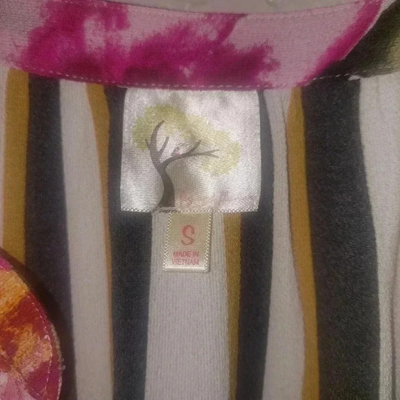 Fig And Flower Striped And Floral Print Colorful Multicolored Tunic Size Small - Picture 4 of 5